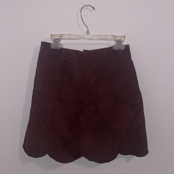 US 0 Ecote Brown Leather Miniskirt - Picture 2 of 4